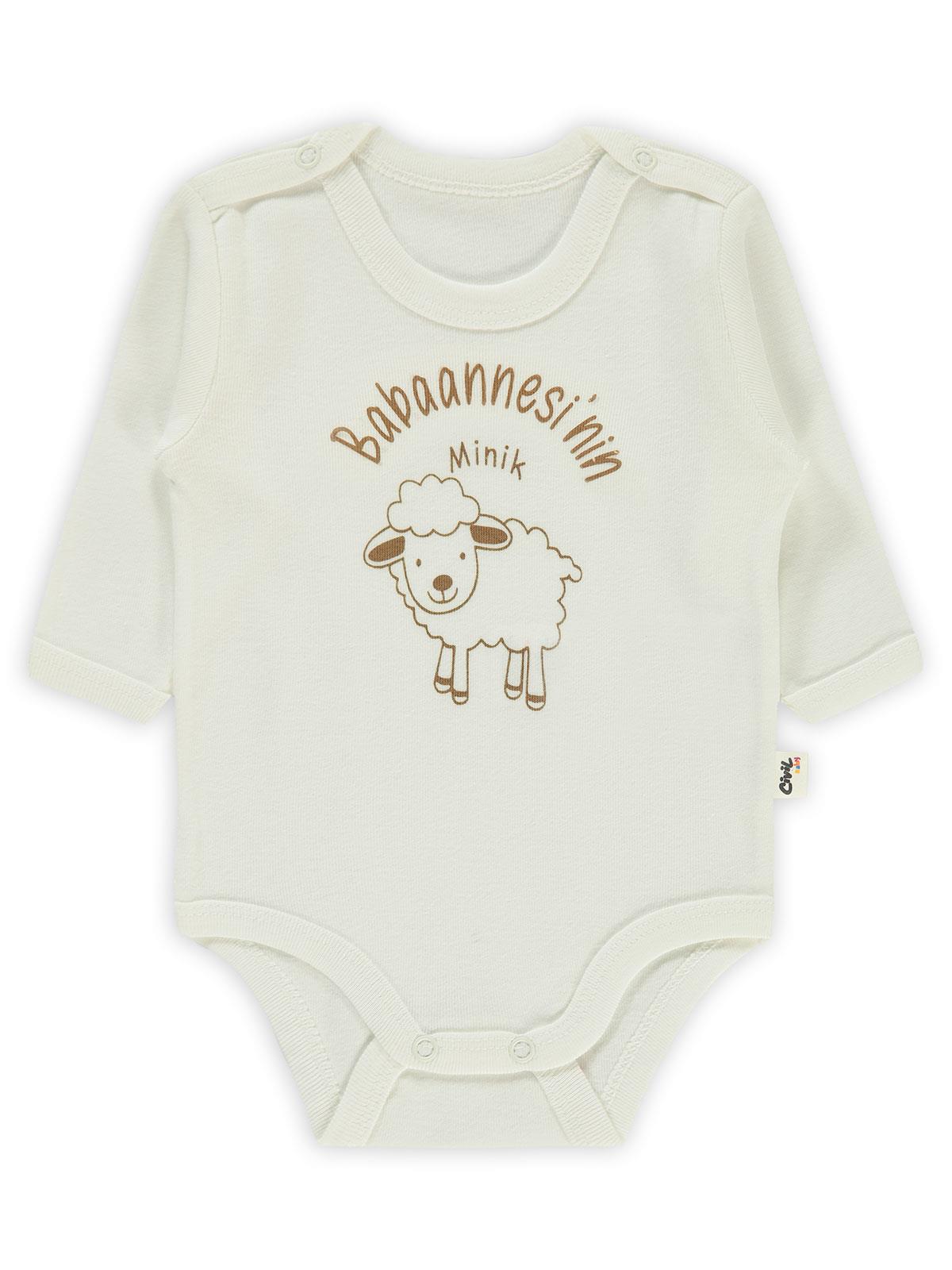 Civil Baby Babaannesi'Nin Minik Kuzusu 1-36 Ay Çıtçıtlı Badi - Ekru