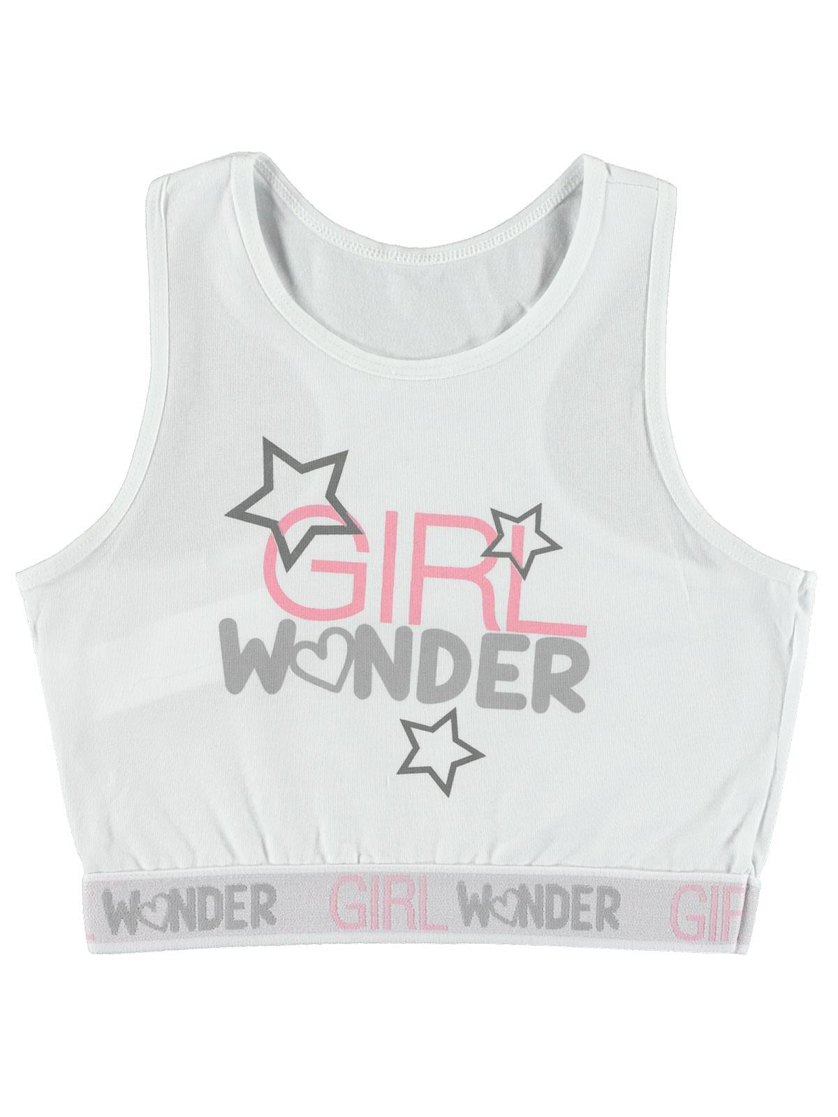 Civil Girl Wonder Baskı Büstiyer | İnterlok | Okul Kreş ve Günlük Kullanım - Beyaz