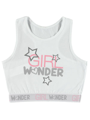 Civil Girl Wonder Baskı Büstiyer | İnterlok | Okul Kreş ve Günlük Kullanım - Beyaz