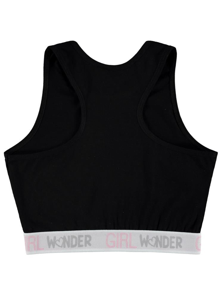 Civil Girl Wonder Baskı 8-12 Yaş Büstiyer - Siyah