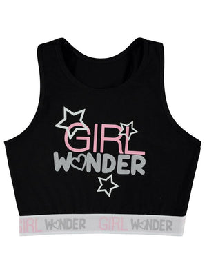 Civil Girl Wonder Baskı 8-12 Yaş Büstiyer - Siyah