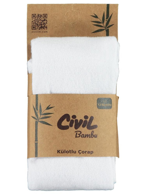 Civil Baby Kız Bebek Bambu Külotlu Çorap 0-12 Ay - Beyaz