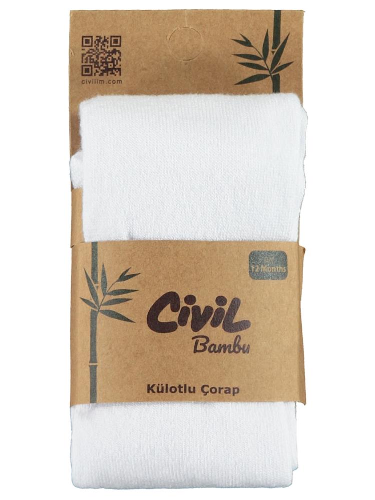 Civil Baby Kız Bebek Bambu Külotlu Çorap 0-12 Ay - Beyaz