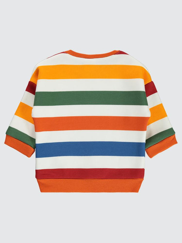 Civil Baby Renkli Çizgi Dino Etiketli 6-18 Ay Sweatshirt - Turuncu