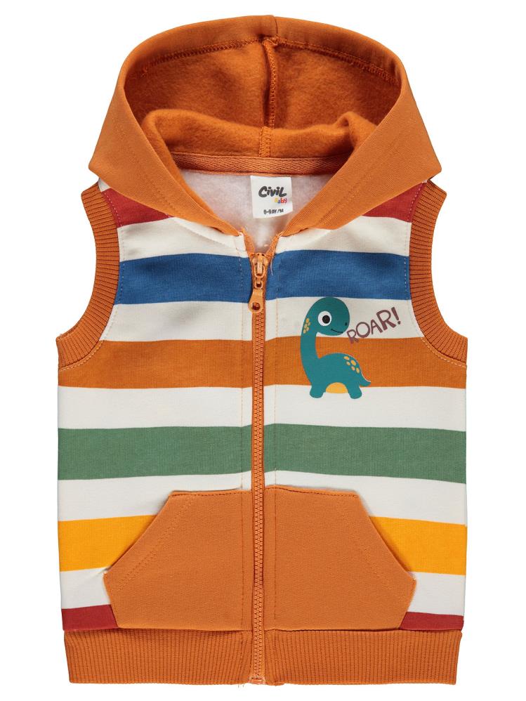 Civil Baby Renkli Çizgi 6-18 Ay Yelek - Turuncu