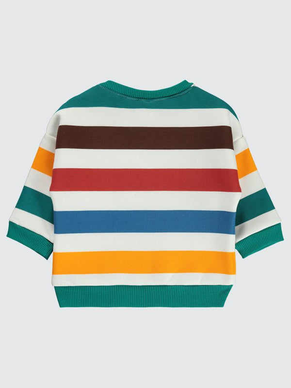 Civil Baby Renkli Çizgi Dino Etiketli 6-18 Ay Sweatshirt - Yeşil