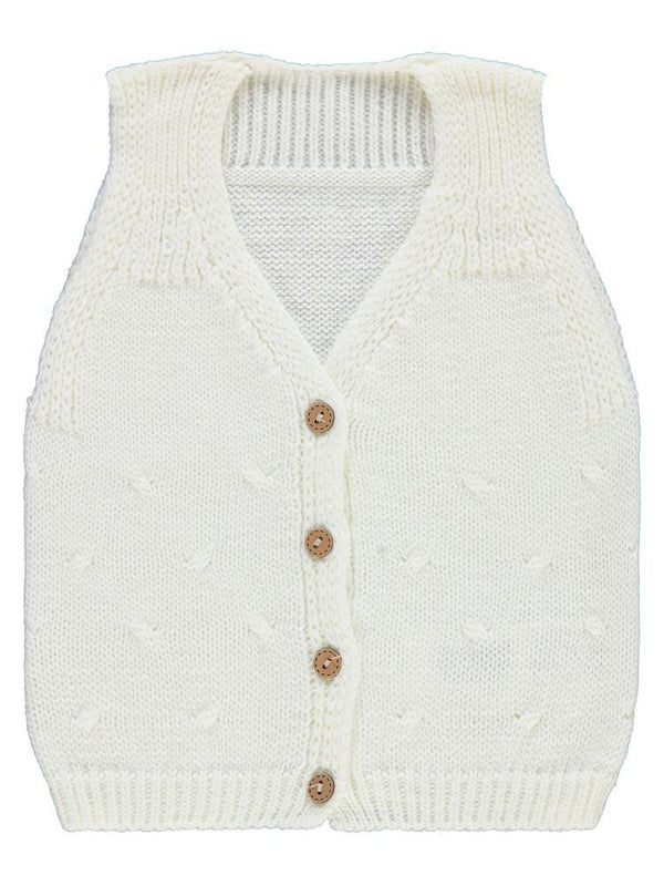 Civil Baby Örgü Desenli 3-18 Ay Yelek - Ekru