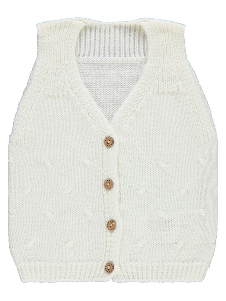 Civil Baby Örgü Desenli 3-18 Ay Yelek - Ekru
