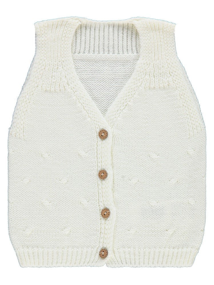 Civil Baby Örgü Desenli 3-18 Ay Yelek - Ekru