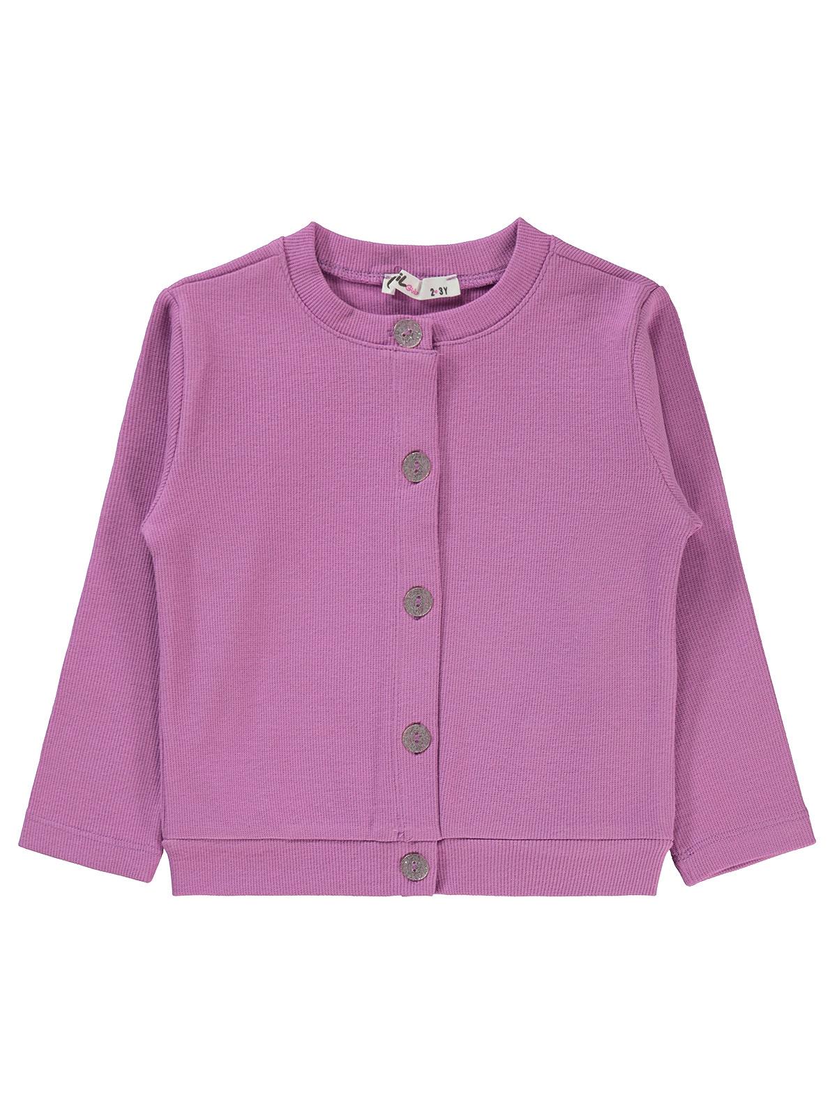 Civil Girls Yakası Fiyonklu 2-5 Yaş Hırka - Lila