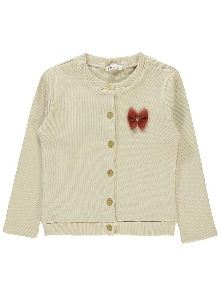 Civil Girls Yakası Fiyonklu 6-9 Yaş Hırka - Bej