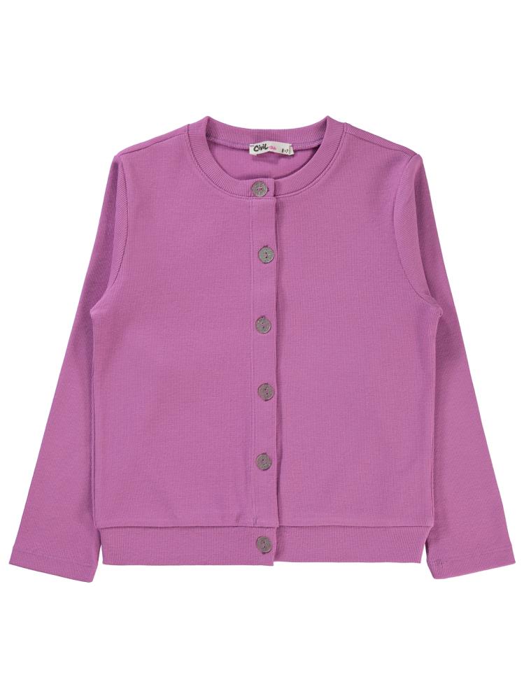 Civil Girls Yakası Fiyonklu 6-9 Yaş Hırka - Lila