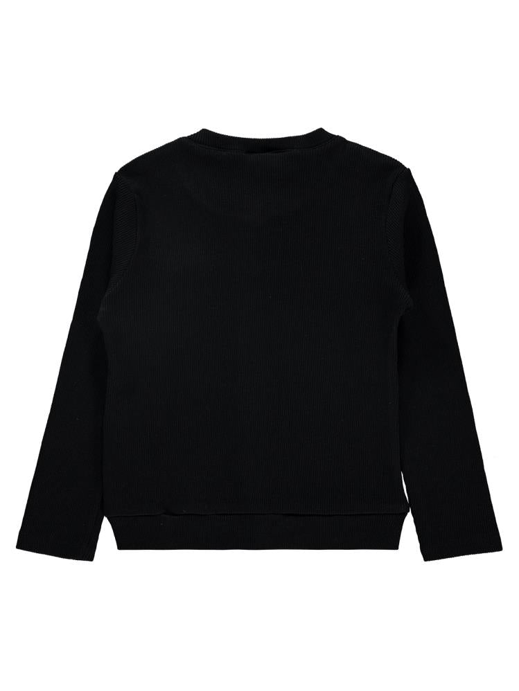 Civil Girls Yakası Fiyonklu 6-9 Yaş Hırka - Siyah