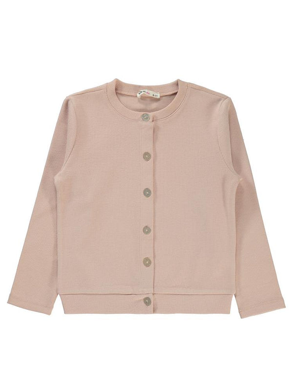 Civil Girls Yakası Fiyonklu 6-9 Yaş Hırka - Pudra