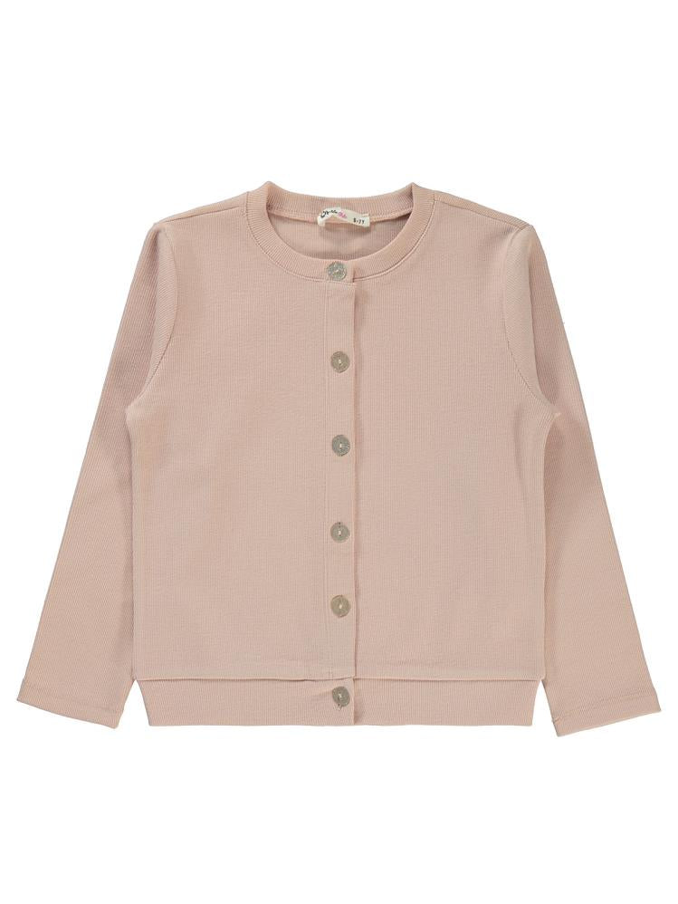 Civil Girls Yakası Fiyonklu 6-9 Yaş Hırka - Pudra