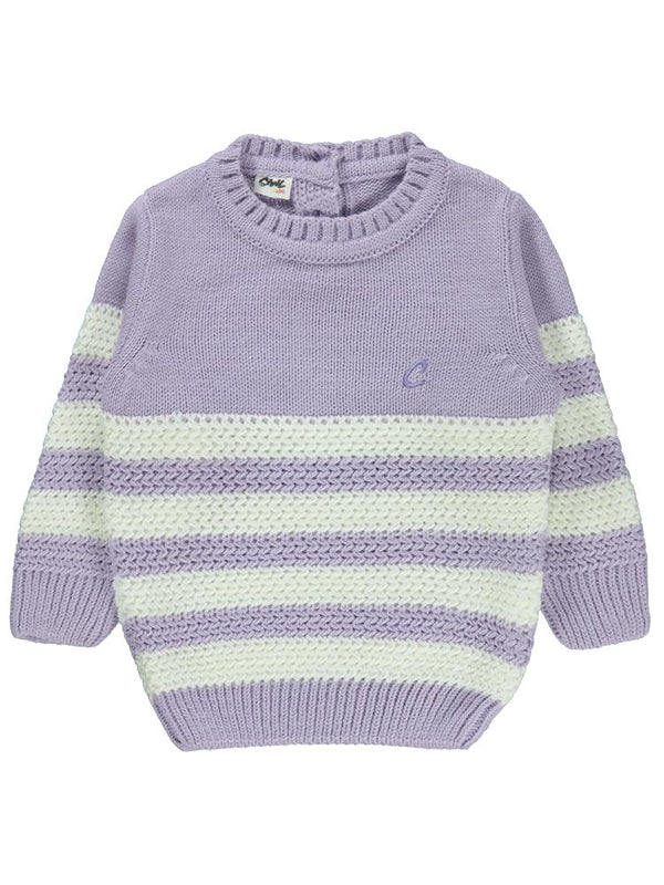 Civil Baby Triko Çizgili 6-18 Ay Kazak - Lila