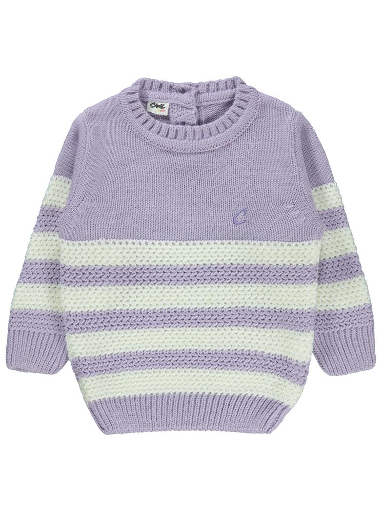 Civil Baby Triko Çizgili 6-18 Ay Kazak - Lila