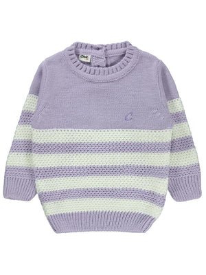 Civil Baby Triko Çizgili 6-18 Ay Kazak - Lila