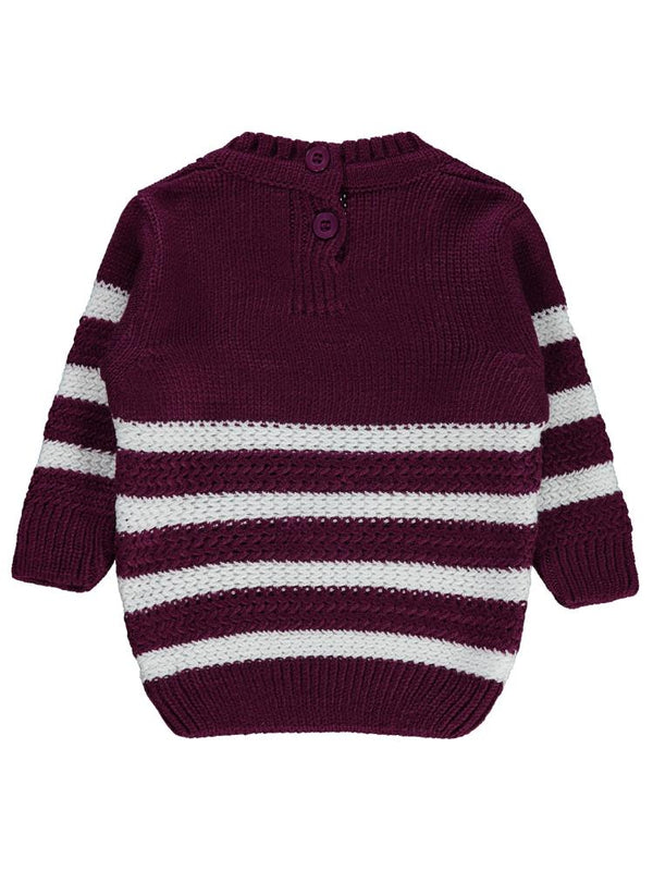 Civil Baby Triko Çizgili 6-18 Ay Kazak - Lila