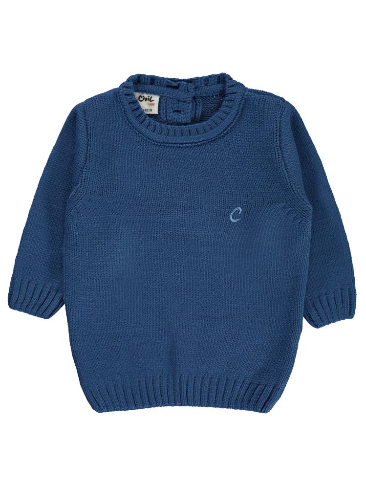 Civil Baby C Nakışlı Düz 6-18 Ay Kazak - Mavi