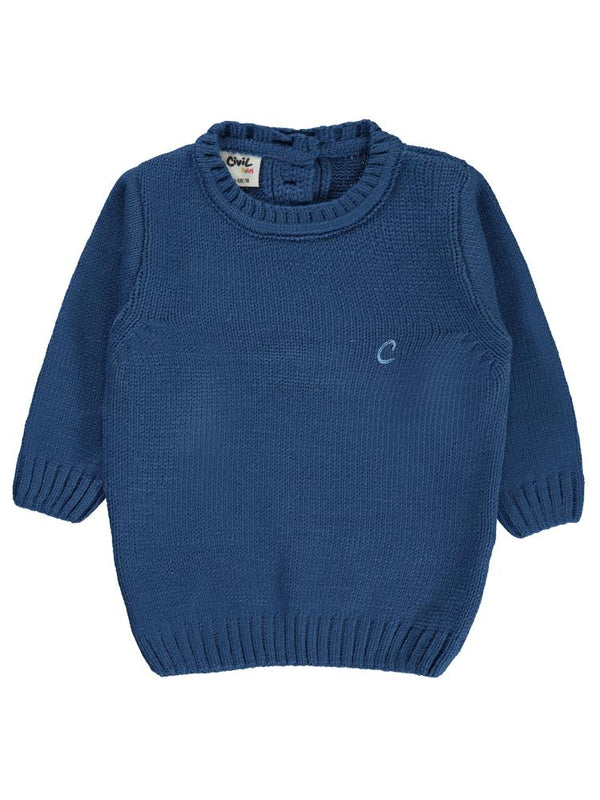 Civil Baby C Nakışlı Düz 6-18 Ay Kazak - Mavi