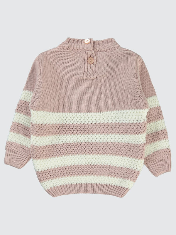 Civil Baby Triko Çizgili 6-18 Ay Kazak - Pudra
