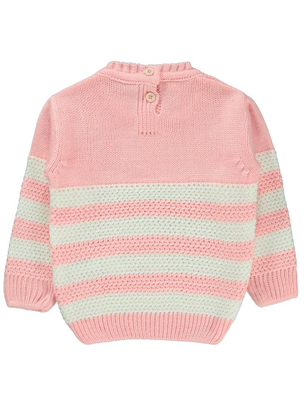 Civil Baby Triko Çizgili 6-18 Ay Kazak - Pembe