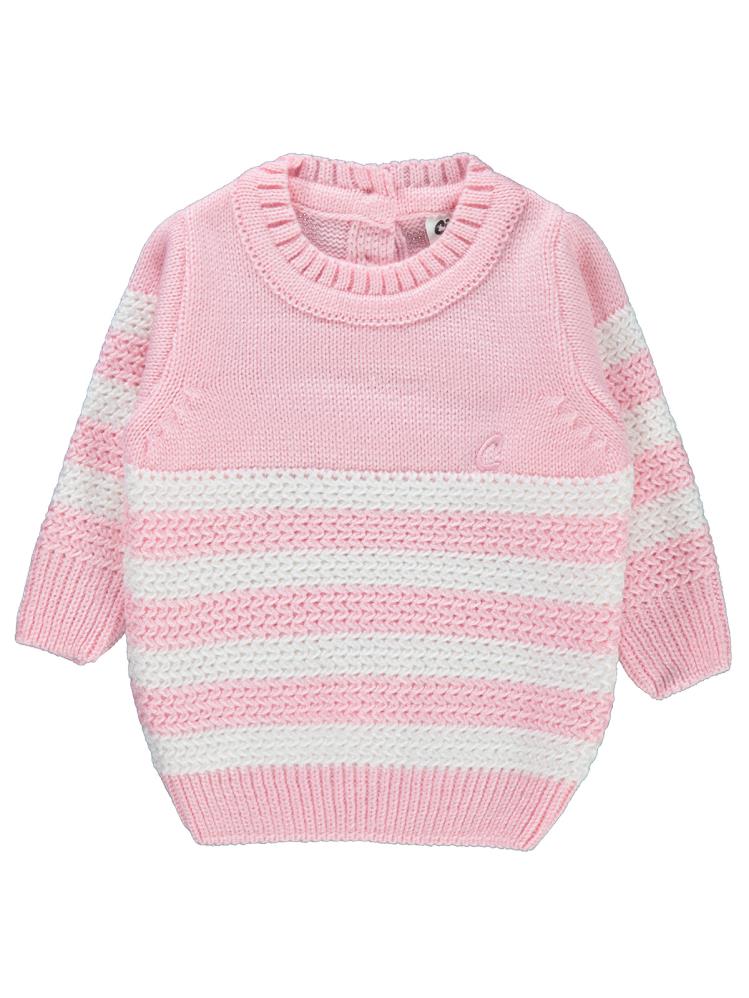 Civil Baby Triko Çizgili 6-18 Ay Kazak - Pembe