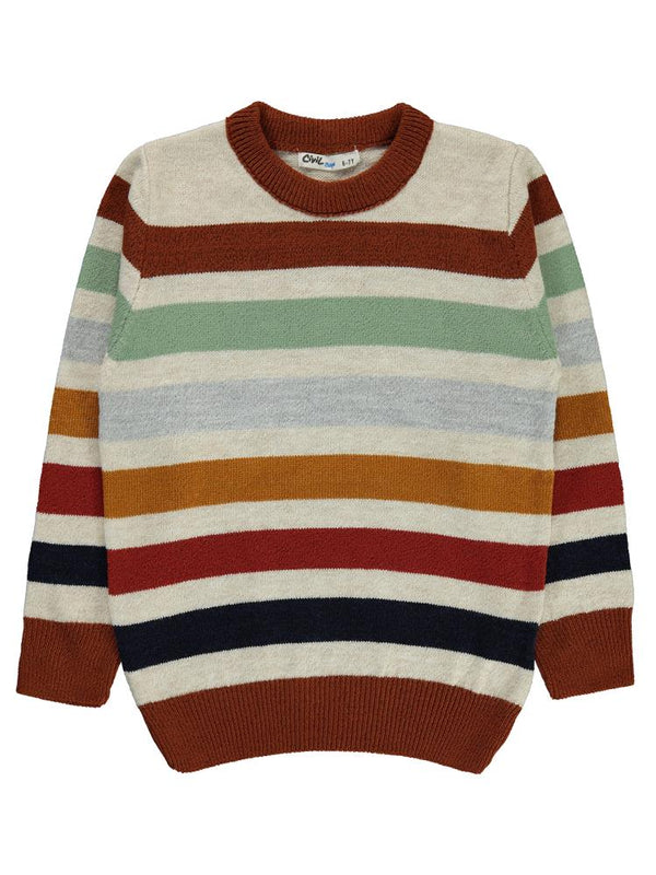 Civil Boys Çizgili 6-9 Yaş Kazak - Turuncu