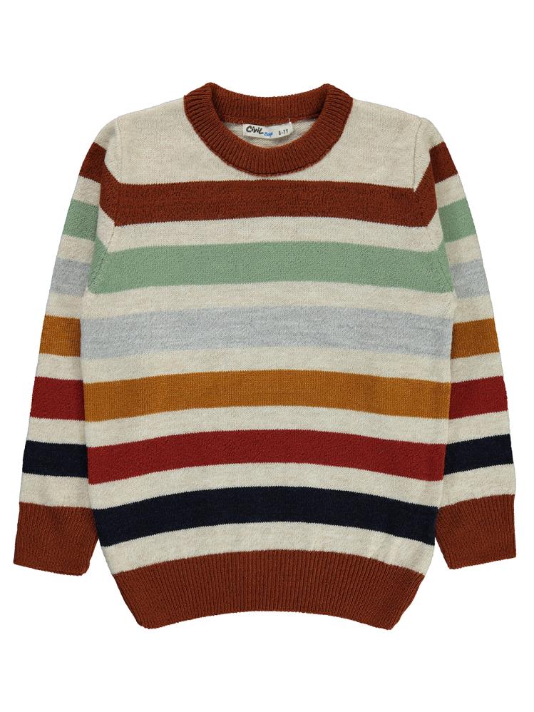 Civil Boys Çizgili 6-9 Yaş Kazak - Turuncu