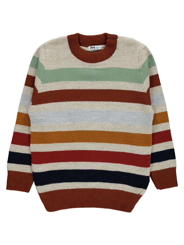 Civil Boys Çizgili 6-9 Yaş Kazak - Turuncu