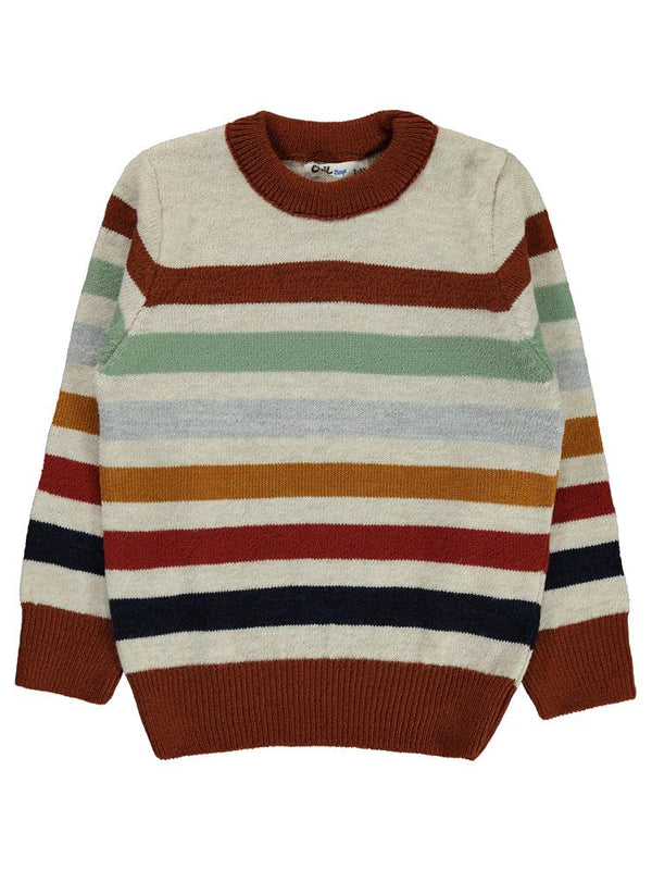 Civil Boys Çizgili 2-5 Yaş Kazak - Turuncu