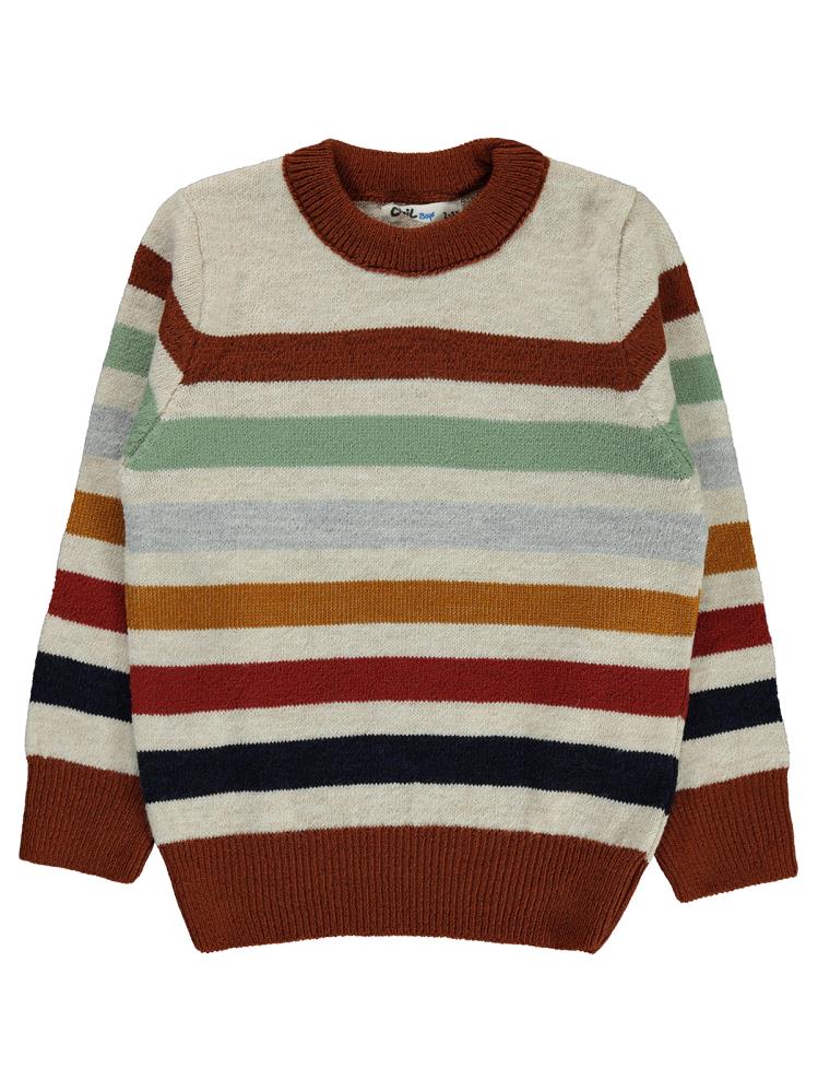 Civil Boys Çizgili 2-5 Yaş Kazak - Turuncu