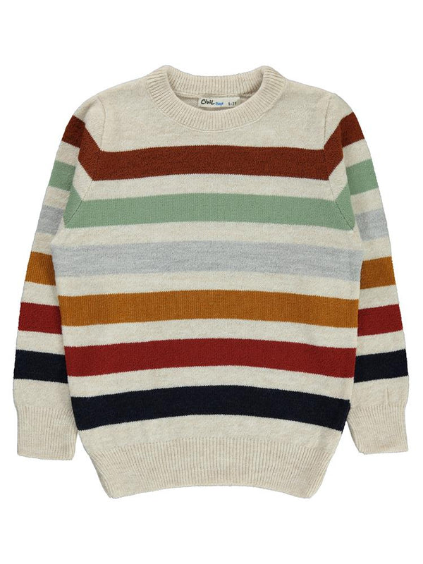 Civil Boys Çizgili 10-13 Yaş Kazak - Bej