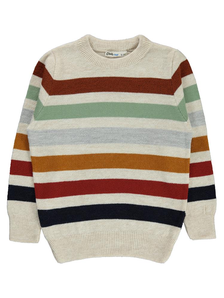 Civil Boys Çizgili 10-13 Yaş Kazak - Bej