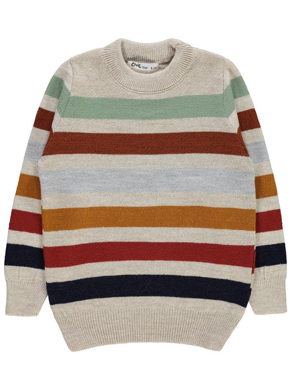 Civil Boys Çizgili 10-13 Yaş Kazak - Bej