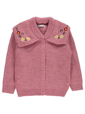 Civil Girls Yaka Nakışlı 6-9 Yaş Hırka - Pembe