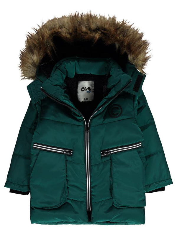 Civil Boys Fermuarlı Körük Cepli 2-5 Yaş Mont - Yeşil