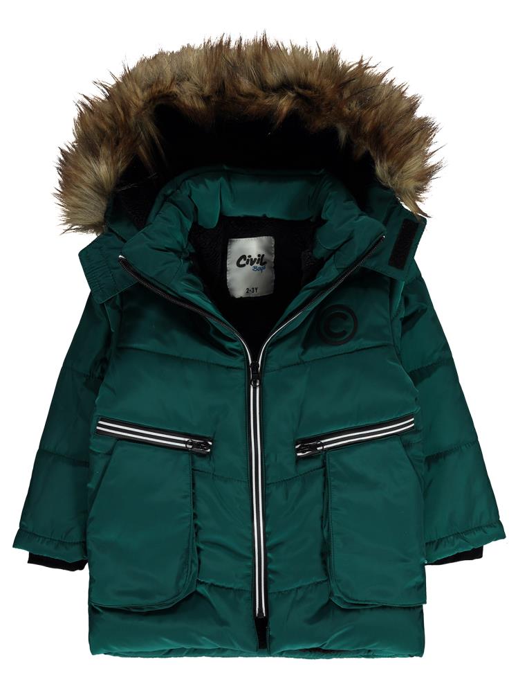 Civil Boys Fermuarlı Körük Cepli 2-5 Yaş Mont - Yeşil