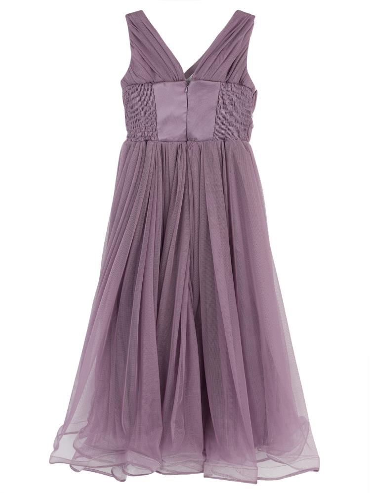 Civil Girls Beli Taşlı Tüylü 6-14 Yaş Abiye - Lila