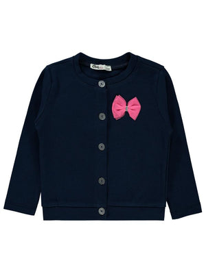 Civil Girls Yakası Fiyonklu 2-5 Yaş Hırka - Lacivert