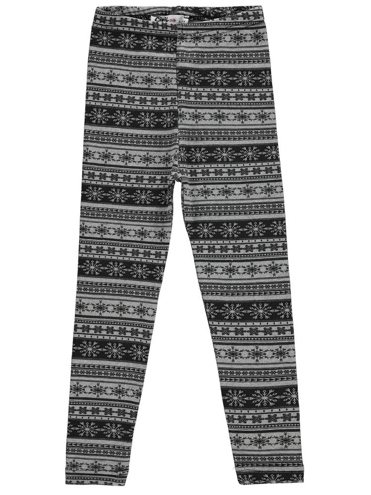 Civil Girls Kartanesi Desenli 6-9 Yaş Tayt - Gri