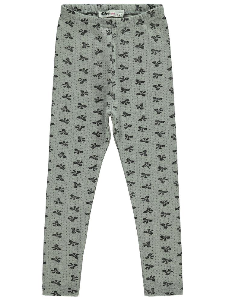 Civil Girls Fiyonk Desenli 10-13 Yaş Tayt - Gri