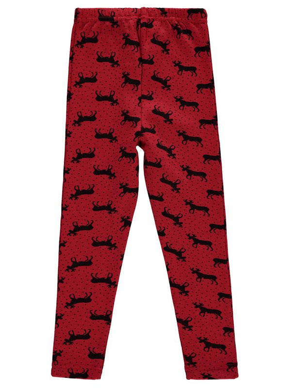 Civil Girls Geyik Desenli 10-13 Yaş Tayt - Kırmızı