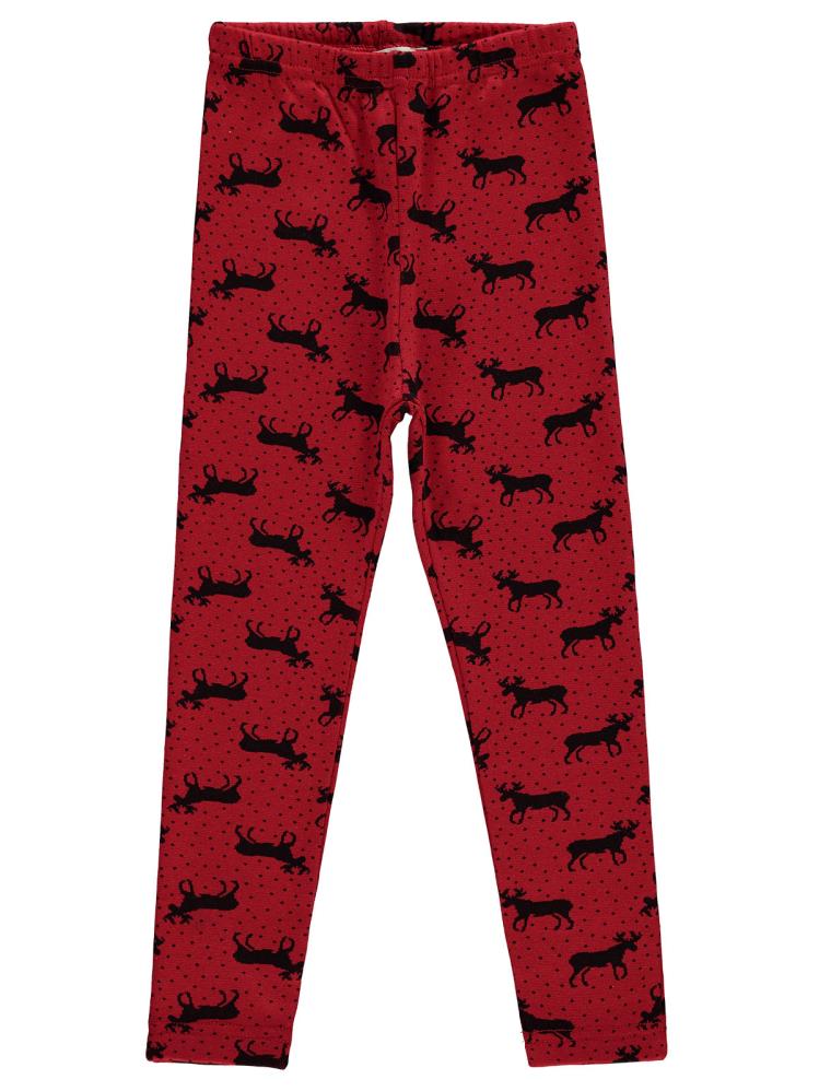 Civil Girls Geyik Desenli 10-13 Yaş Tayt - Kırmızı