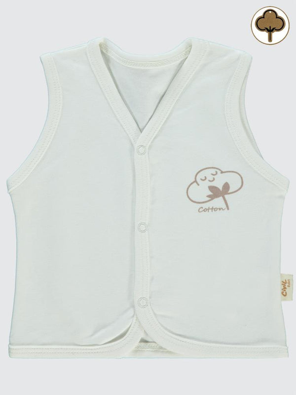 Civil Baby Organik Pamuklu 0-12 Ay Bebe Yelek - Ekru