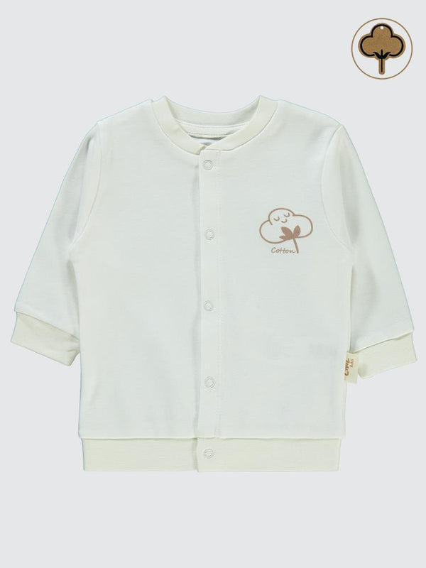 Civil Baby Organik Pamuklu 1-12 Ay Bebe Hırka - Ekru