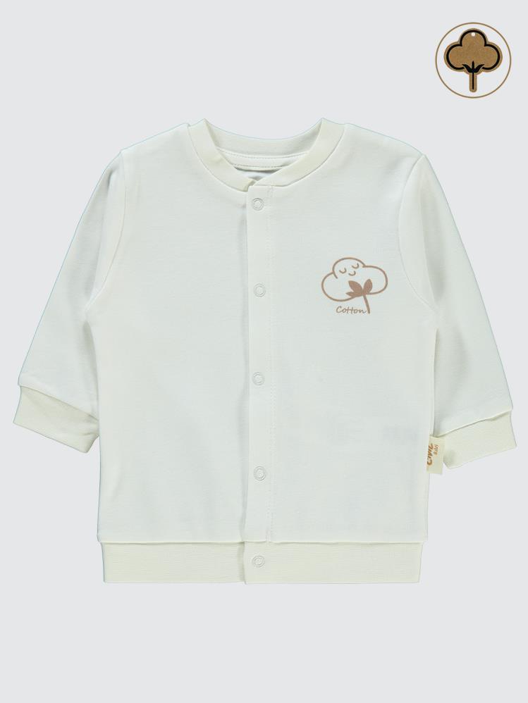 Civil Baby Organik Pamuklu 1-12 Ay Bebe Hırka - Ekru