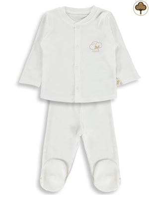 Civil Baby Organik Pamuklu 0-6 Ay Bebe Pijama Takımı - Ekru