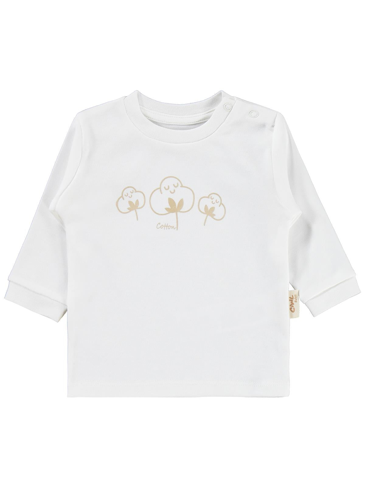 Civil Baby Organic Pamuklu Omuzdan Patlı 1-9 Ay Pijama Takımı - Ekru